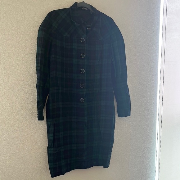 Vintage Gillian button front plaid wool dress sz 8 - Picture 1 of 11